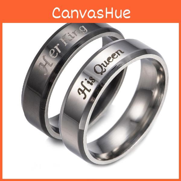 Elegant His And Hers King Queen Couple Rings In Durable Stainless Steel Design