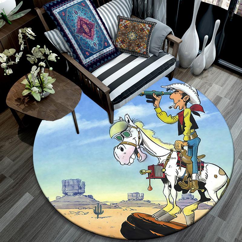 Lucky Luke2 Round Area Rug,Carpet Rug for Living Room Bedroom Sofa Playroom Decor,Non-slip Floor Mat