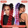 Synthetic 1Pcs Ponytail Extension Corlorful Bubble Braid Long Lantern Braided Ponytail with Hair Tie Straight Hairpieces