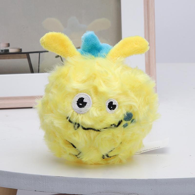 Color Multi Dualpurpose Plush Pet Toy 10 10cm Squeaky Monster Ball Toy