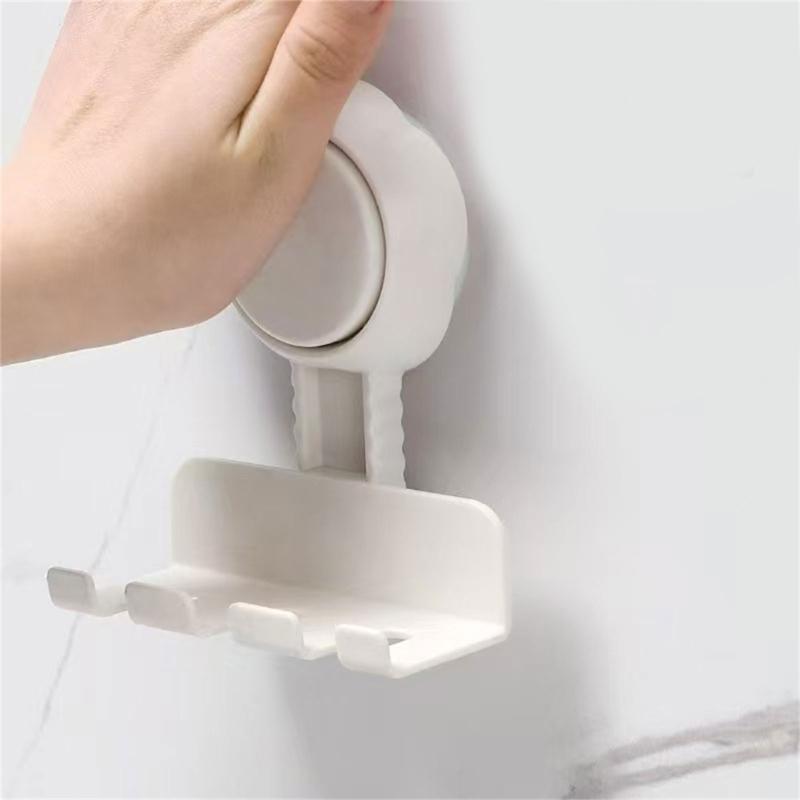 Plastic Toothbrush Holder Organizers With Powerful Suction Easy Wall Mounting Water Resistant Ideal For Families