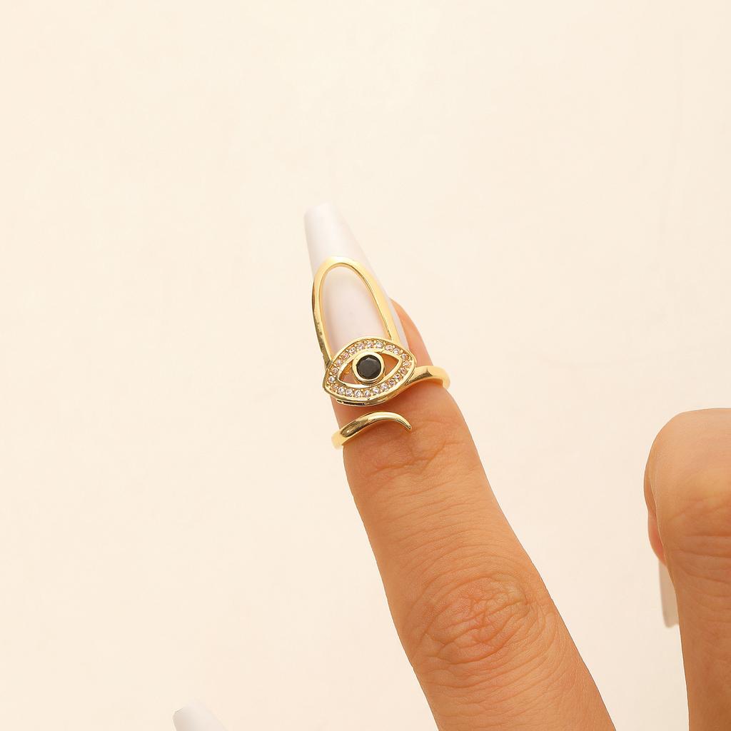Metallic Evil Eye Nail Ring Women Trendy Opening Adjustable Nail Ring Stylish Personality Fashion Party Daily Wear Jewelry Gifts