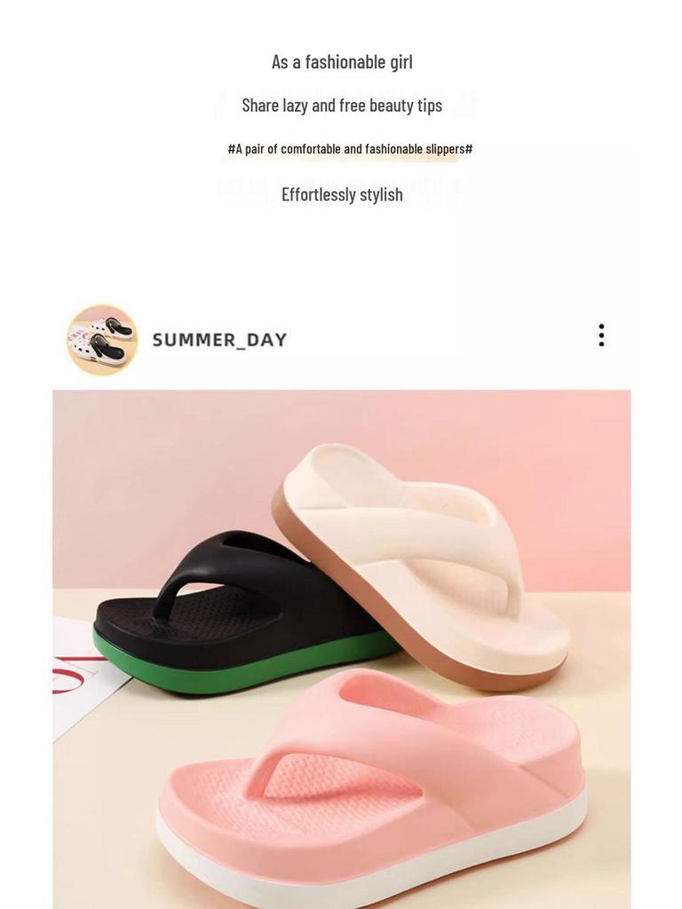 Damskie klapki letnie na grubej podeszwie: Antypoślizgowe, wygodne kapcie domowe/zewnętrzne na 2025