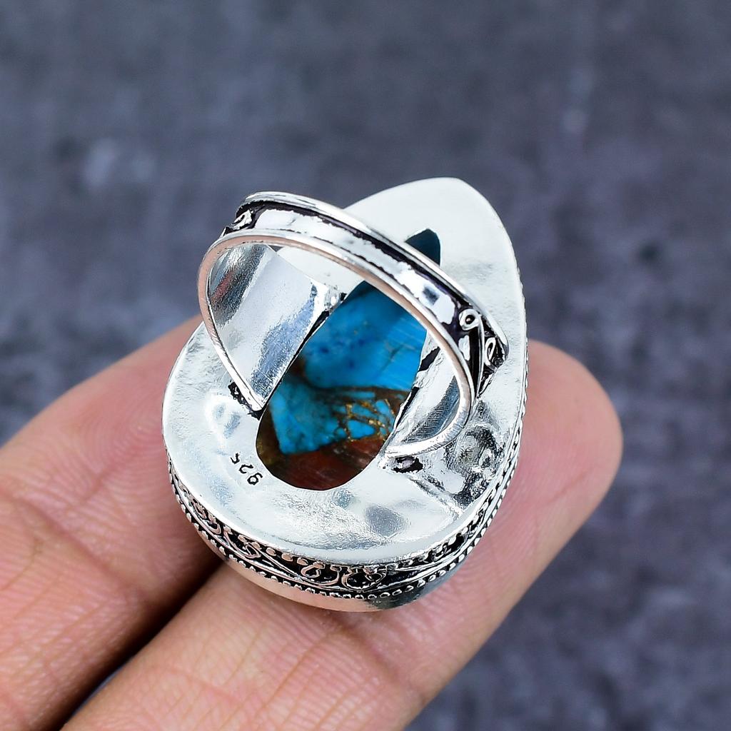 Natural Spiny Oyster Gemstone 925 Sterling Silver Jewelry Ring Size 9 ET-4800