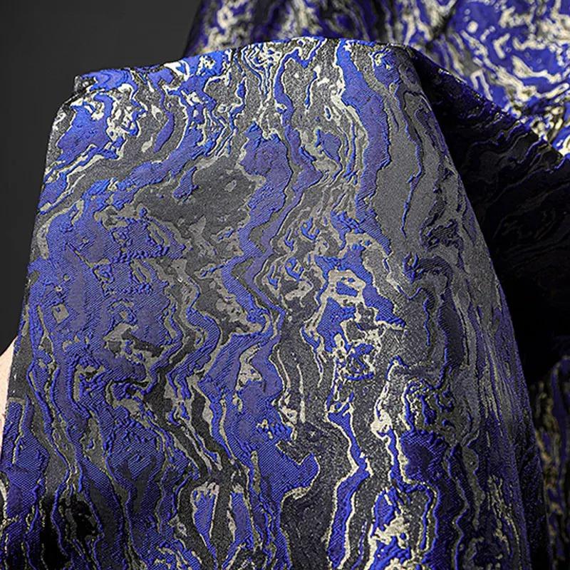 50x145cm Shiny Glossy Heavy Embroidery Texture Designer Fabric Wave Lava Weave Jacquard Fabric For Sewing Coat Jacket Pants