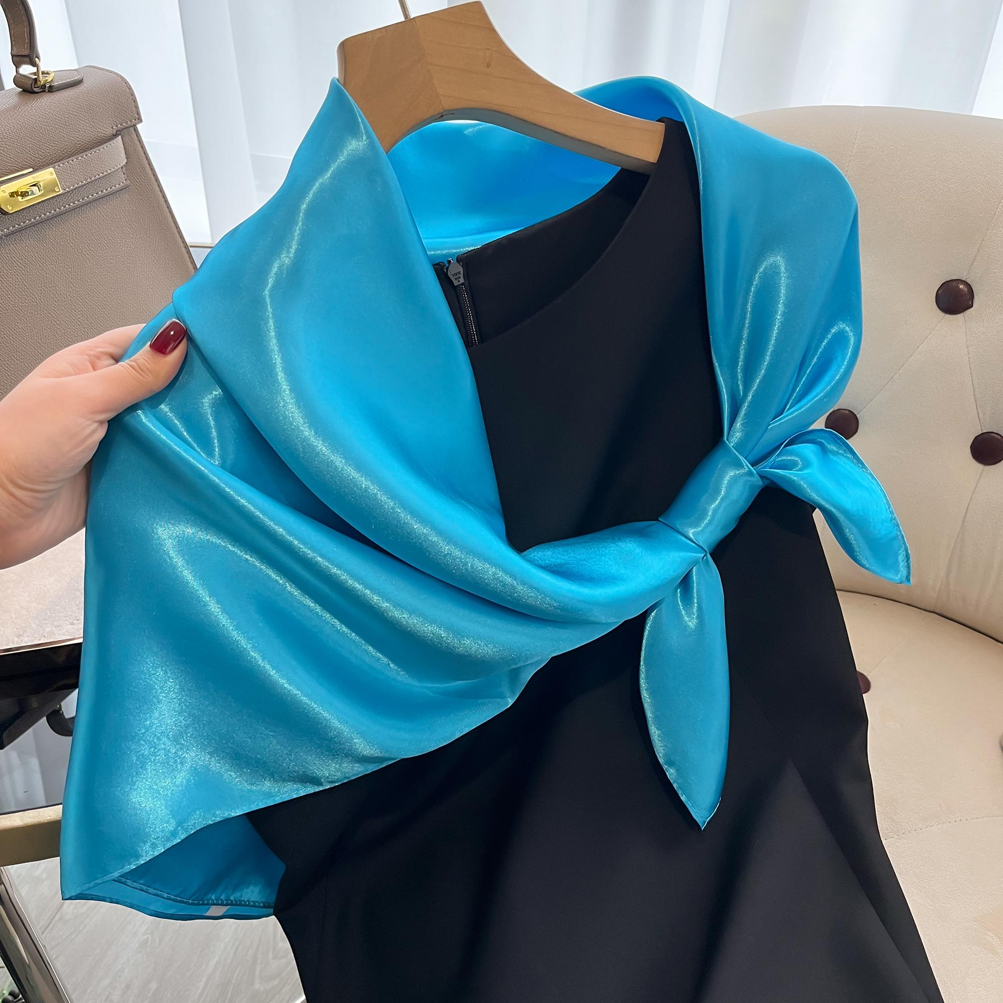 

Модний Шовковий Сатиновий Шийний Хустка з Принтом 90*90см Жіночий Маленький Шарф Для Волосся Жіноча Офісна Бандана Однотонна Хустка