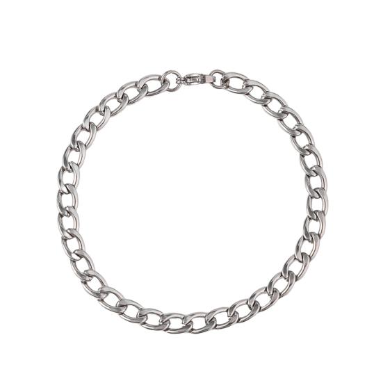 Herren-Armband, dicke, hohle Kette mit Karabinerverschluss, einfarbig, polierter Edelstahl, Punk, gedrehte Kette, Street Club, Party-Schmuck