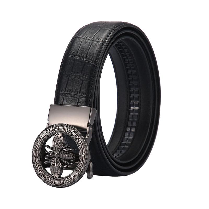 New Men's Bee Automatic Cowhide Belt Men's All-Match Business Youth Crocodile Belt Men's Spot