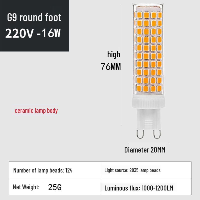 High Brightness G9 LED Pin Bulb, Flicker-Free, Energy-Saving, 220V Ceramic Corn Design.