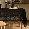 1pc Black Lace Tablecloth with Phoenix Tail Flower Embroidery for A Wedding, Suitable for Outdoor Parties and Home Decoration