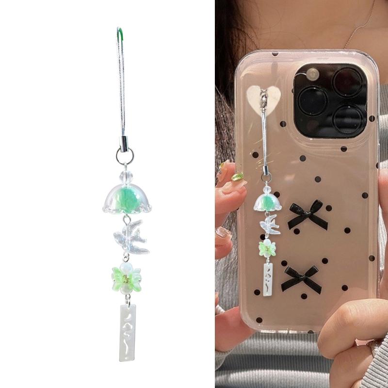 Handmade Beaded Bird Wind Chime Phone Chain Phone Embellishment Bag Decoration and Fashion Accessory for Bag and Phone