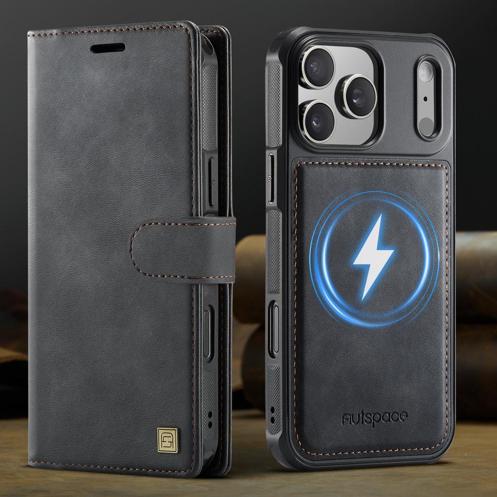 Detachable Flip Magnetic Leather Phone Wallet Case Book With Stand For Magsafe iPhone 17 16 15 12 Pro Max Samsung S25 Plus S24 Ultra Card Holder Cover
