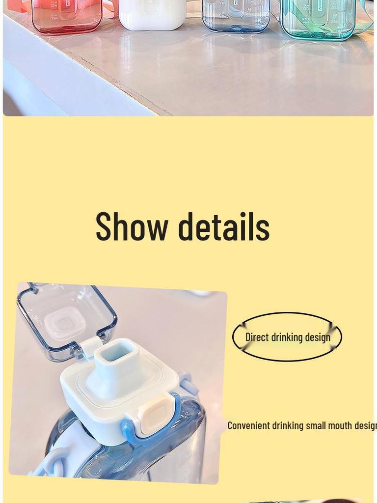 Muxin Women's Sports Water Bottle - Large Capacity, Crossbody, Direct Drinking, with Flat Scale, Perfect for Outdoor & Student Use