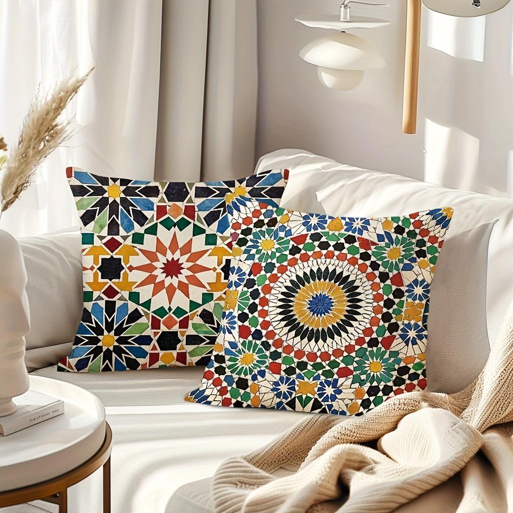 Colorful Mosaic Pattern Pillow CoversLiving room sofa cushion cover, soft and comfortable, bedroom room decoration