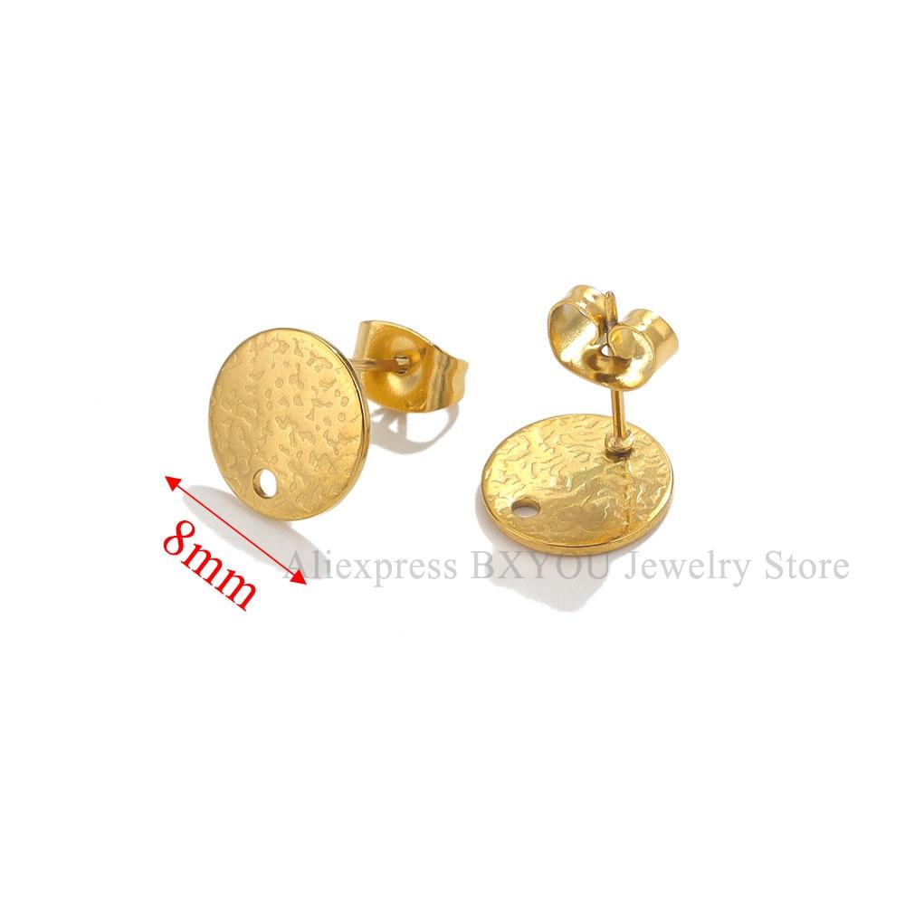 10pcs Round Stainless Steel Gold Plated Earrings Making Supplies Hooks Connectors Earring Posts Studs Pins Findings Components