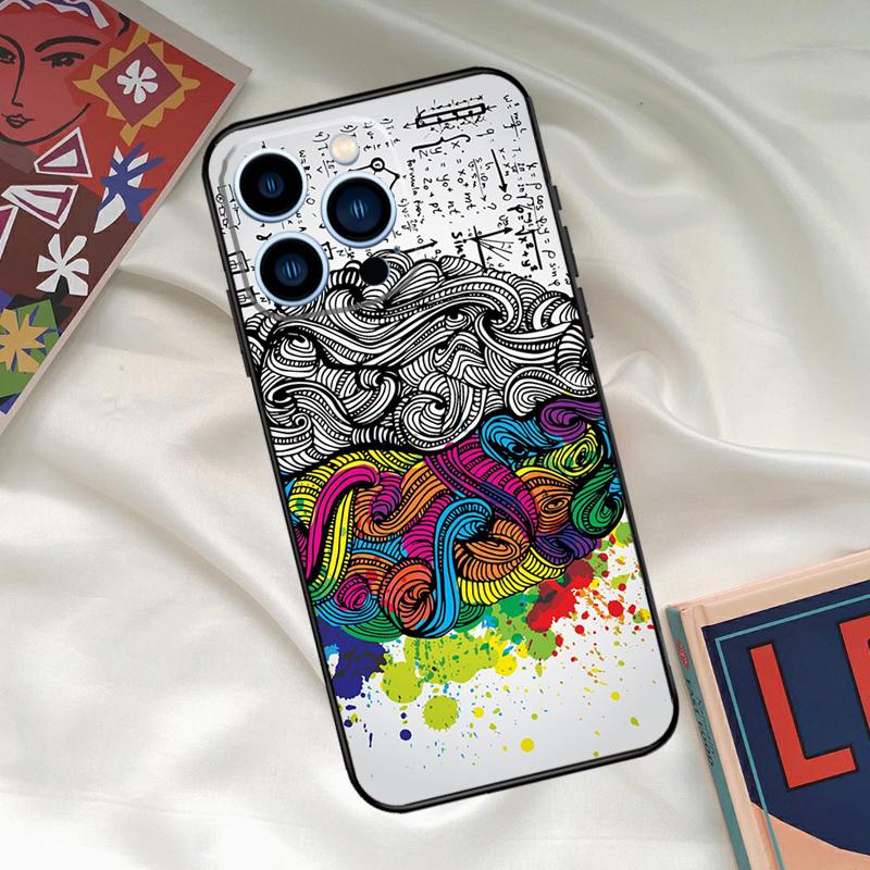 Brain Art Phone Case For iPhone 16 14 13 12 11 15 17 Pro Max 15 16 Plus 13 Mini 16e 17 Air Funda Cover