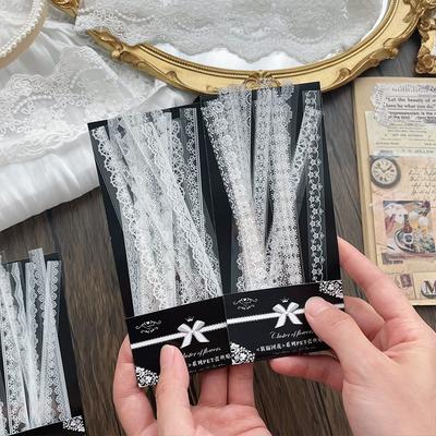 30pcs/bag Floral Lace Scalable Scrapbooking Stickers PET Transparent Decals for DIY Hand Account Phone Case Mirror Crafts