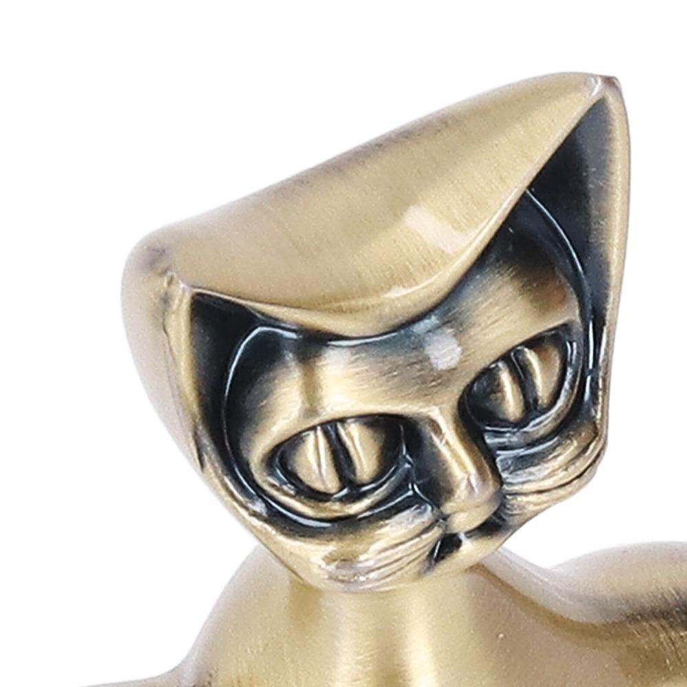 Handcrafted Cat Ring Holder Solid Brass Feline Sculpture Cat Statue  Home Office Decor