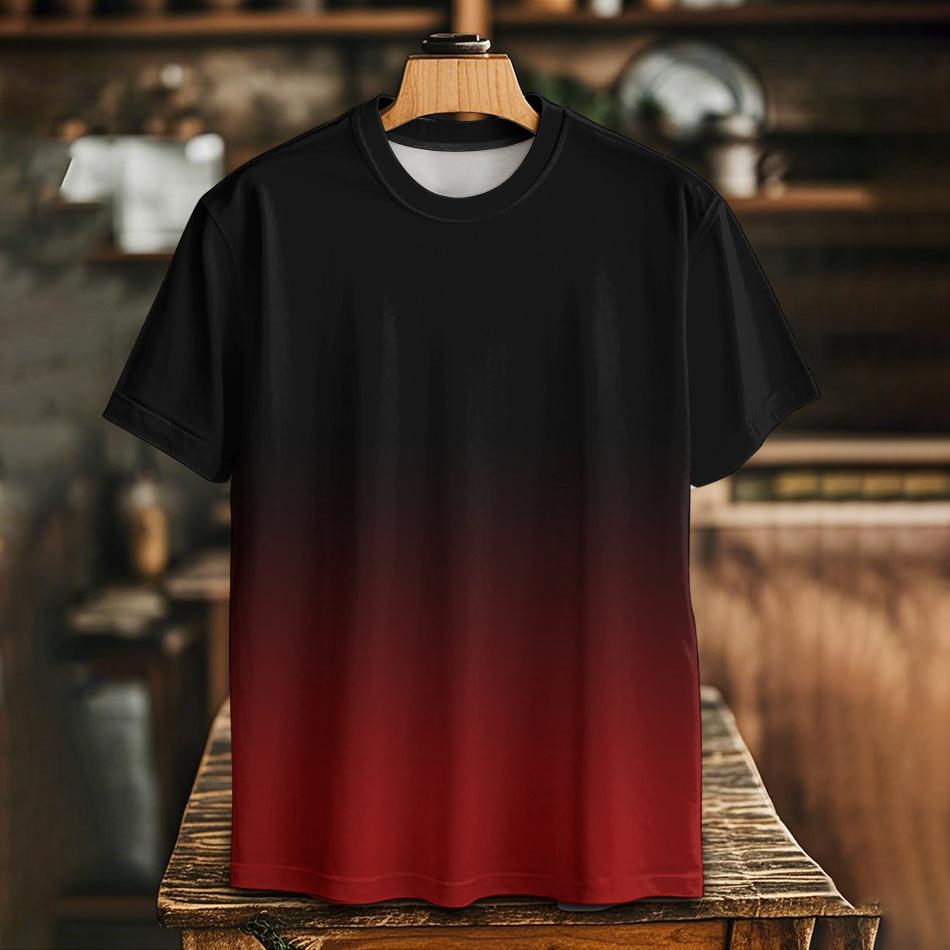 

Летний топ с круглым вырезом и 3D-градиентным принтом, модные повседневные футболки с короткими рукавами для мужчин XS