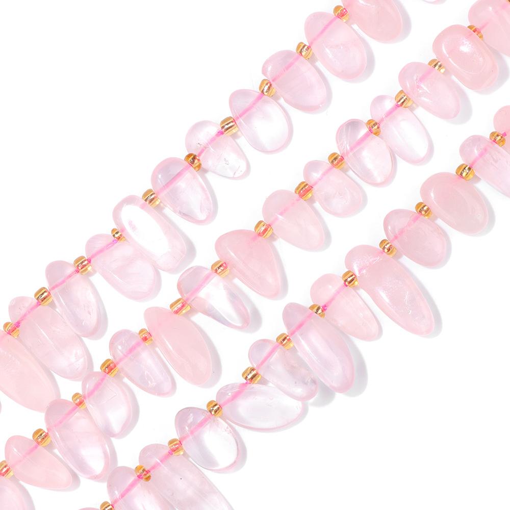 7-16mm Irregular Natural Pink Rose Crystal Quartz Stone Beads for Jewelry Making Diy Bracelet Necklace Tooth Drop Shape
