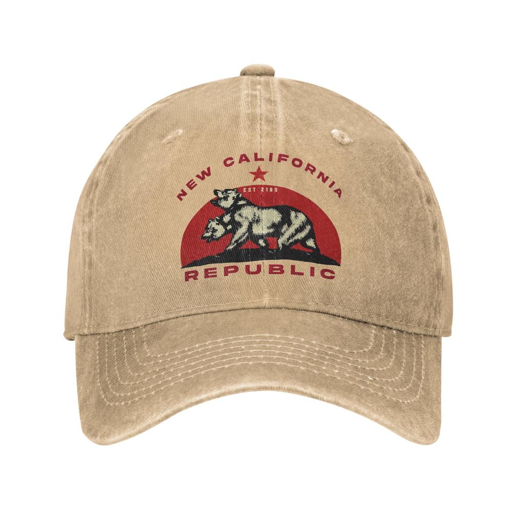 Cappellino Unisex Stampa Republic California Denim Vintage Usurato Lavato Cappellino da Baseball Regolabile