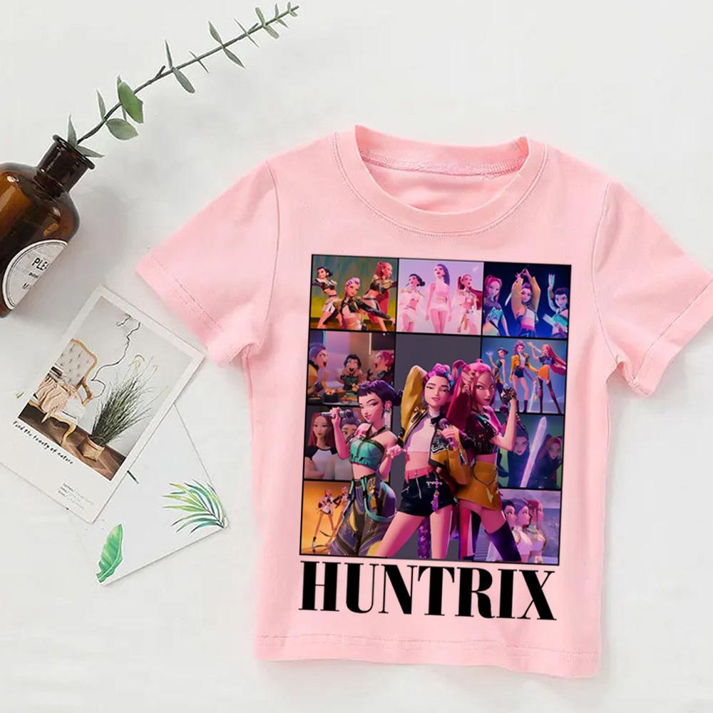 Baby Girl Boy Clothes KPop Demon Hunters 2026 Movie Fans Gift Summer T-shirt Tops Cartoon Print Cool Tshirt Kids Harajuku Top