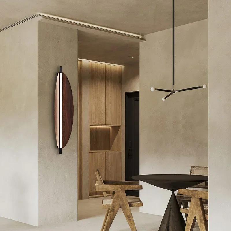 Imitation Wood Elliptical LED Wall Lamp Living Room Hotel Aisle Lighting  New Style Simple Drop Shipping