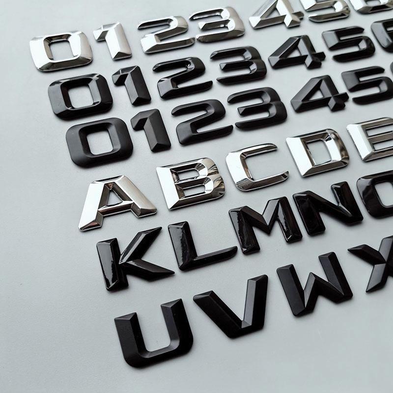 2.m DIY Alphabet 3D Sharp Letters Numbers Heart Dot ABS Emblem Car Trunk Nameplate Sticker for Any Cars (Price for 1pc)