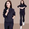 Casual Sweater Autumn and Winter Sports Suit Large Size Slimming Plus Velvet Thickening Solid Color All-match Two-piece Suit