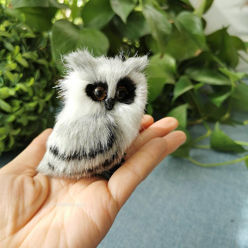 1pcs Cute Owl White Black Furry Handicraft Bird Ornament Decoration Adornment Simulation for Home Decor Mother's Day Gift