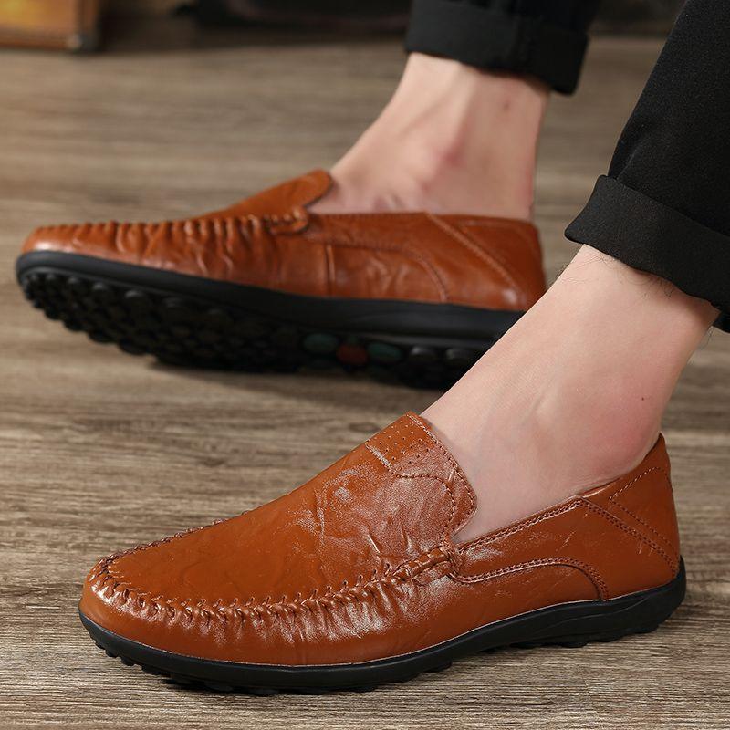 Fashion Moccasin Non Slip Man Casual Shoe British Style Round Toe Luxury Sale Classic Original Legitimate Pu On Leather Shoes for Men