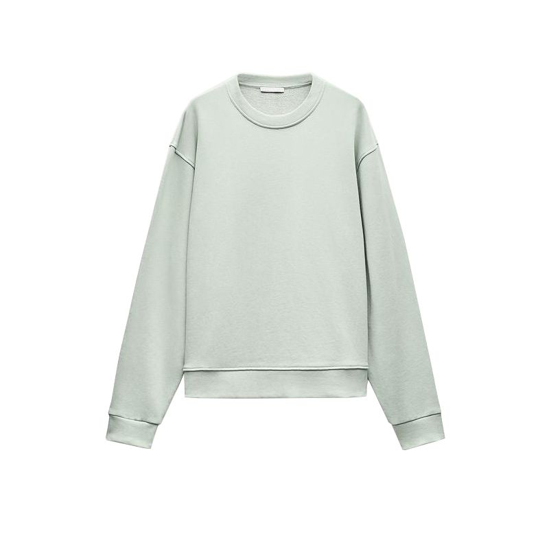 

Spring New Women s Clothing Pure Color Basic All-Matching Fashion Loose-Fitting Long Sleeves round Neck Flannel Sweatshirt 6050312 Green L