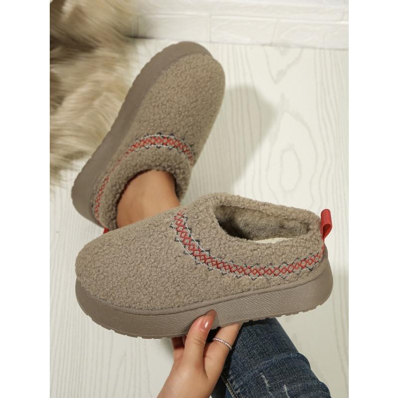 Women's Platform Snow Boots Large Size Plus Velvet Warm Wrap Color Matching European and American Casual Wear Wool Cotton Slippers