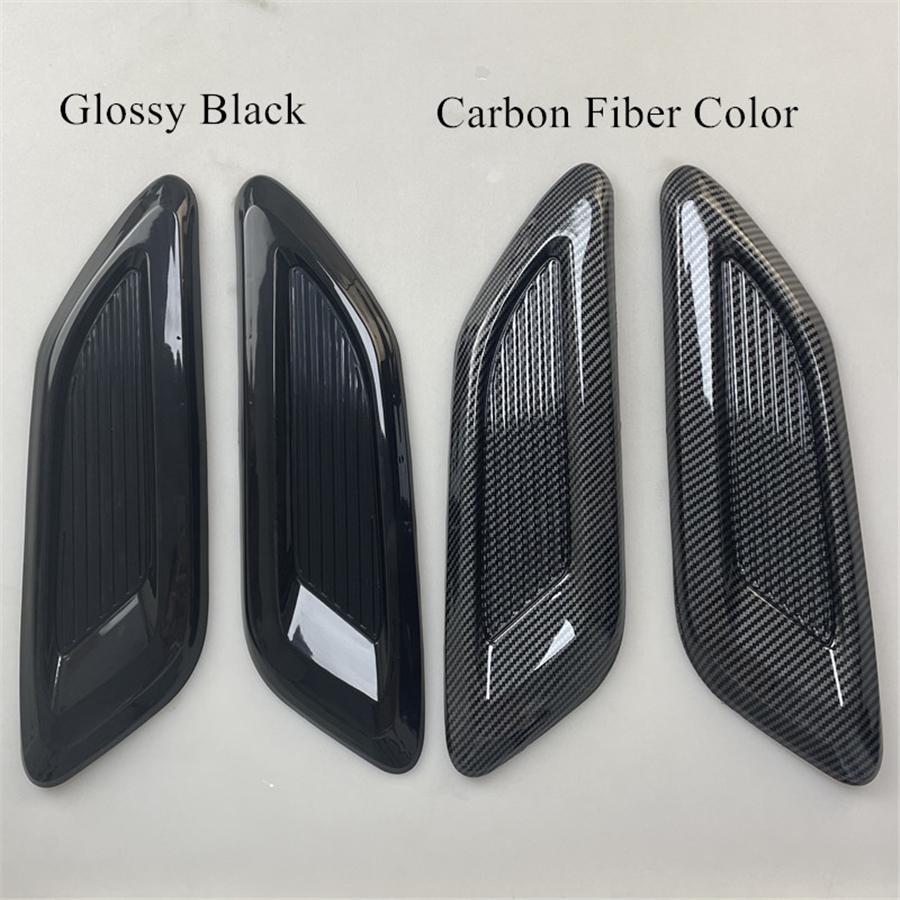3Pcs Glossy Black ABS Car Air Flow Intake Hood Scoop Vent Bonnet Decorative Cover Universal Car Styling Middle + Both Sides