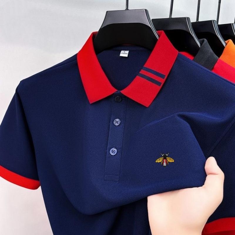 Embroidered New Men's Business Casual Short Sleeved Polo Shirt, Fashionable, Breathable, Comfortable and Versatile Top
