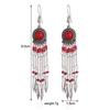 Bohemian Long Tassel Earrings For Women Handmade Jewelry Beads Chain Drop Earrings Big Round Resin Stone Dangle Ethnic Earrings