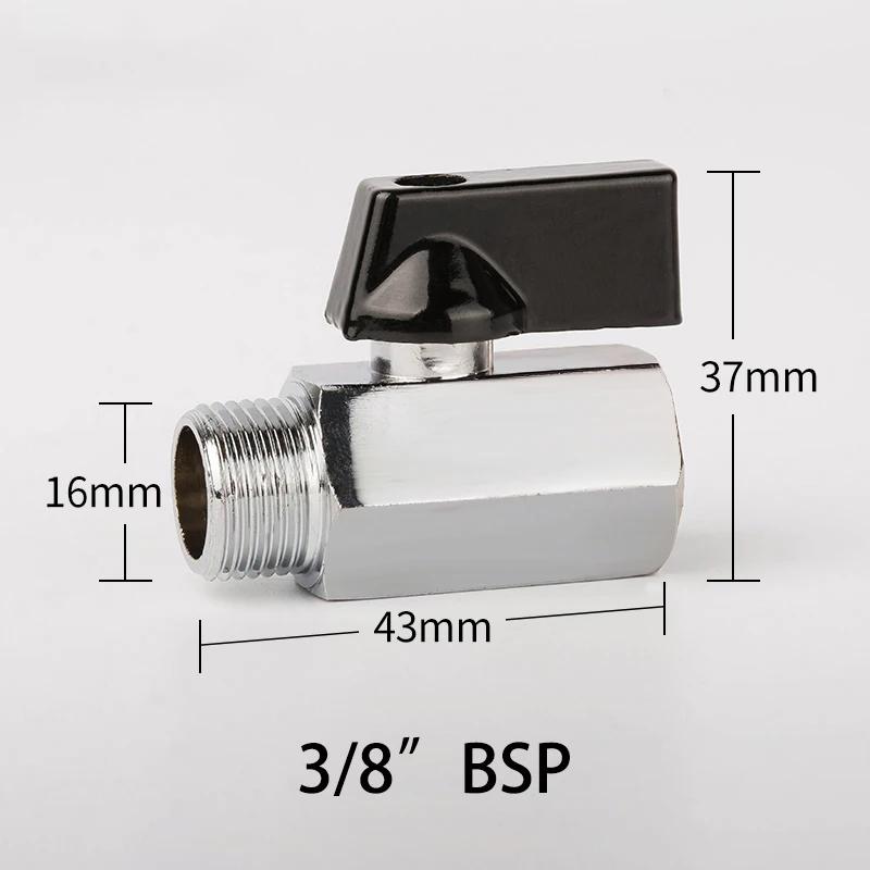 1/8" 1/4" 3/8" 1/2" Threaded Mini Brass Ball Valve BSP Male To Female Air Compressor Water Gas Oil Shut Off Valve