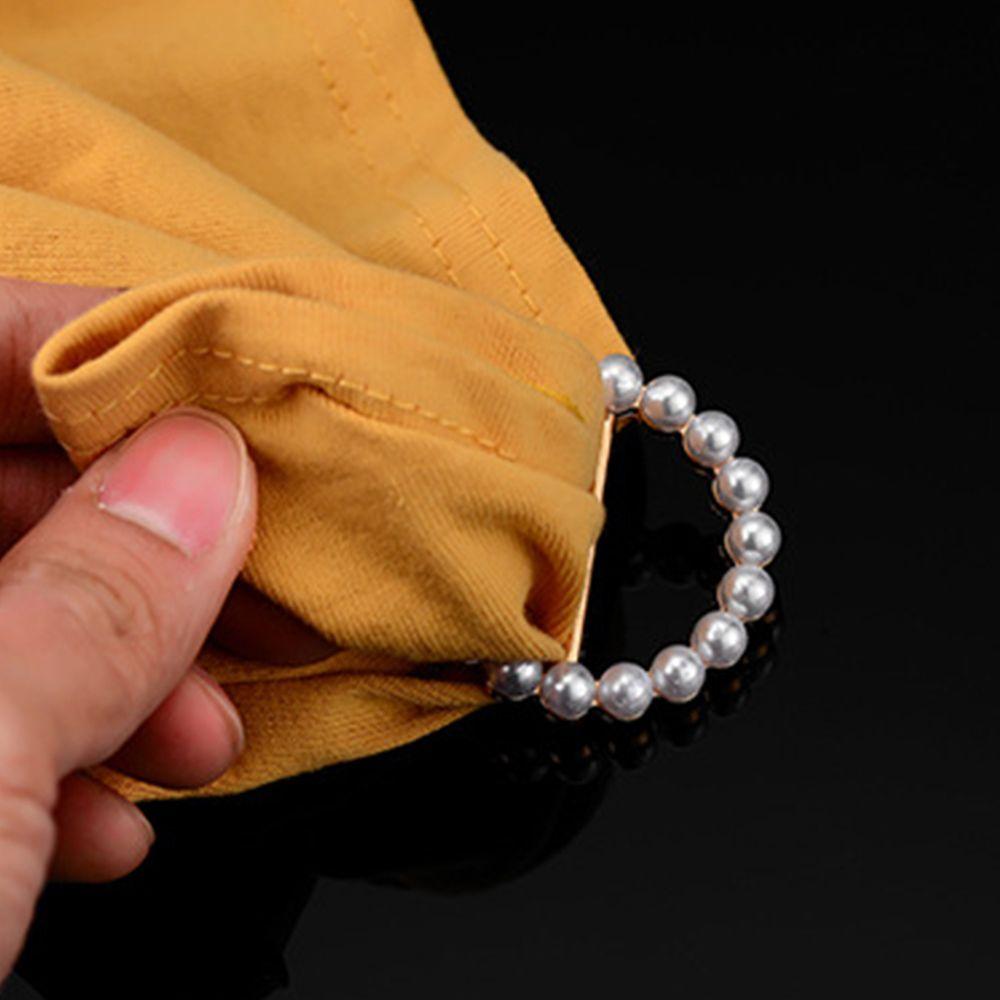 Geometric Pearl Shawl Clip Clothes Waist Buckle Brooch Corner Knotted Buttons Scarf Buckle
