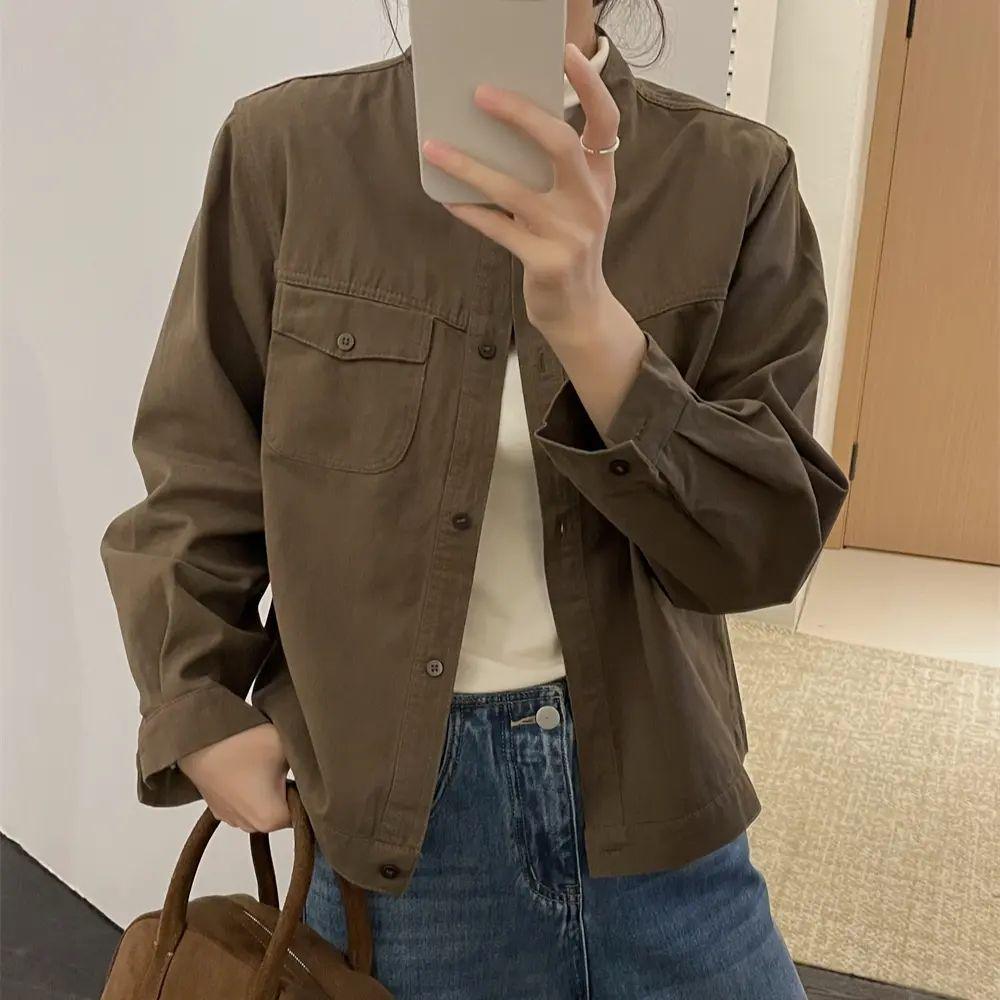 Autumn Retro Stand Collar Short Jacket - Versatile Casual Workwear Top
