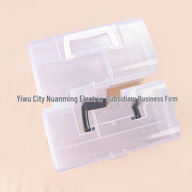 Portable Double-Layer Transparent Plastic Storage Box