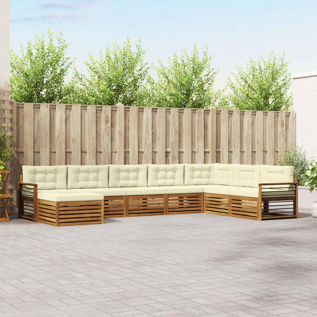 Outdoor Sofa Set with Cushions 8 Pcs Natural and Cream