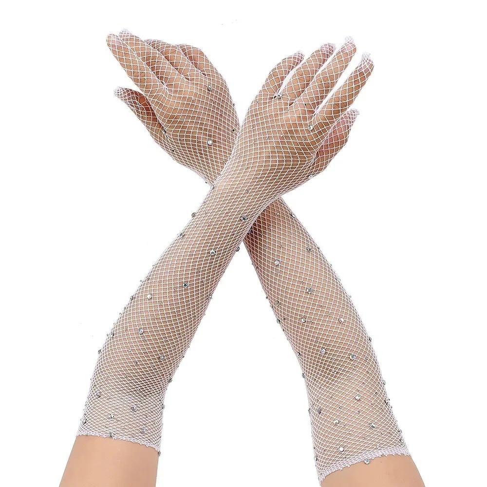 Zomer Dun Gaas Lange Transparante Handschoenen Volle Vinger Naadloze Wanten Zonbescherming Lange Doorzichtige Handschoenen Accessoires