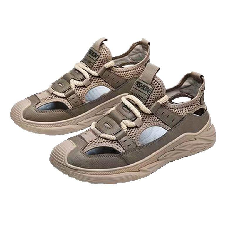 Outdoor Sandals Summer Men's Trend Hollow Men's Shoes Breathable Soft Sole Bag Head Casual Shoes Traceability Hole Shoes