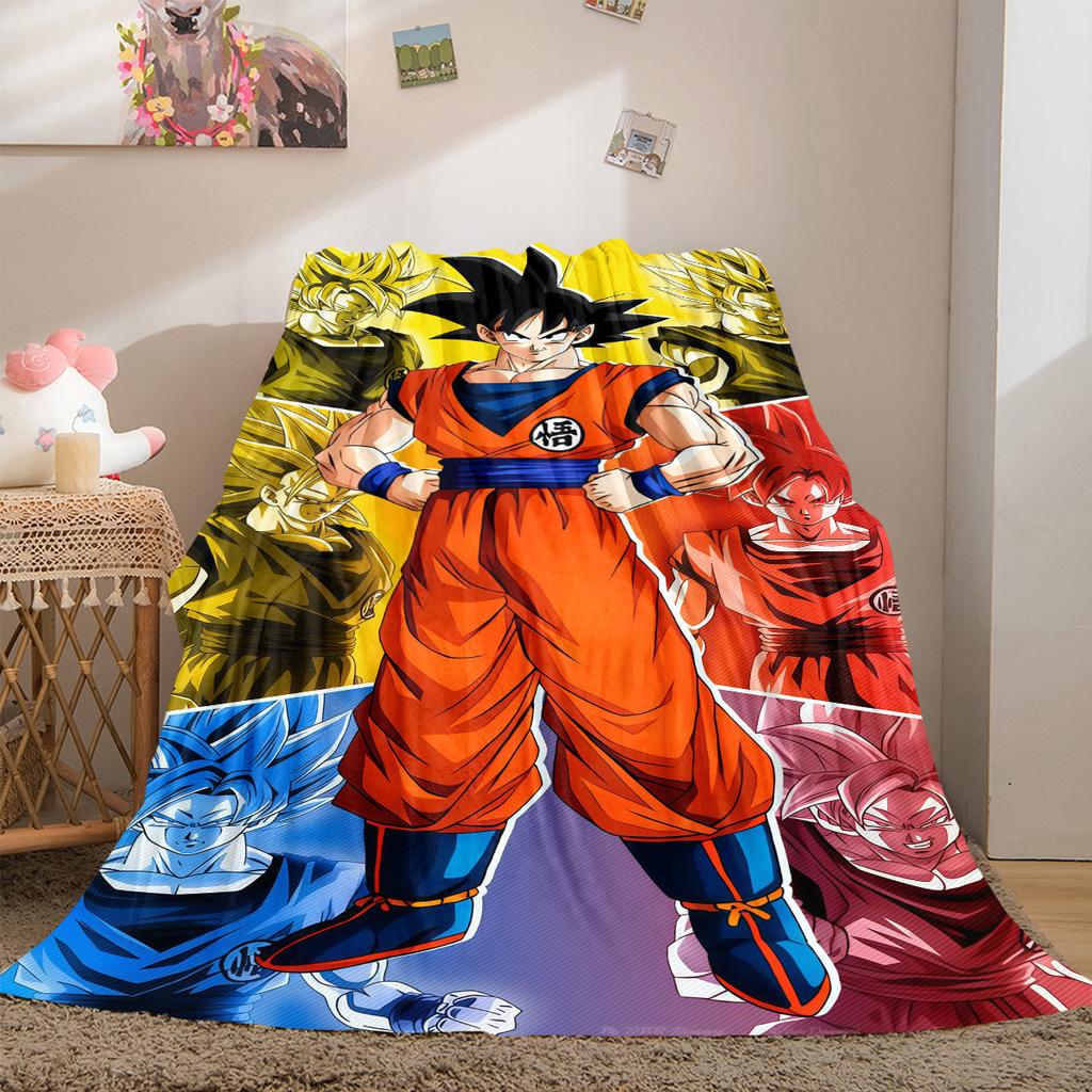 1 Stück Son Goku Druck Flanelldecke, Hohe Qualität für alle Jahreszeiten, Heimdekoration, Wärme und Komfort, Perfekt für Weihnachtsgeschenke