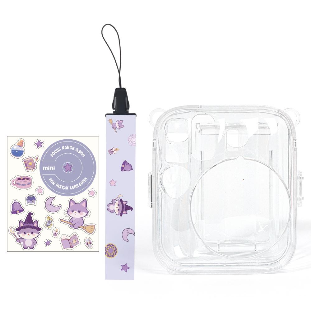 

[Film Lab] Instax Mini 13 Transparent Case Camera Protective Case with Strap and Stickers CAA102 фіолетовий