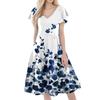 Women's Casual Fashion V-neck Short Sleeve Print Dress With Pockets