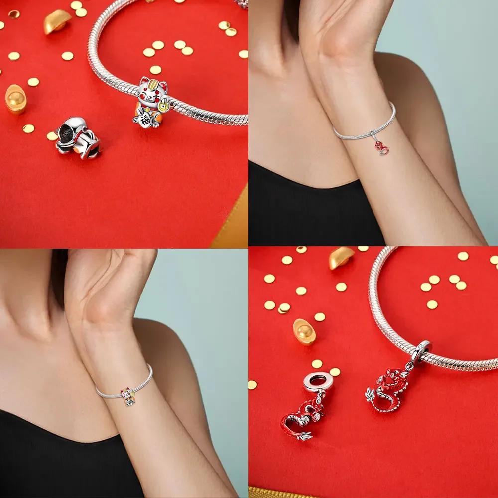 Bonne Année Dieu De La Richesse Breloque Perles Cuivre Ajustement Bracelet Original Accessoires Bricolage Bijoux Cadeau Femme