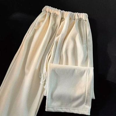 Men's and Women's Wide-Leg Corduroy Sweatpants - Spring/Autumn Drawstring Casual Loose Fit