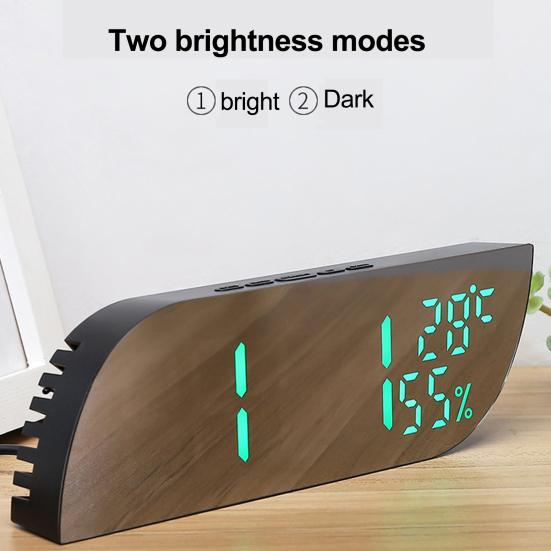 

Светодиодный зеркальный цифровой будильник Yousheng с большим дисплеем, функция автоматического затемнения будильника, повтора, настольные электронные часы, декор для спальни, домашнего офиса