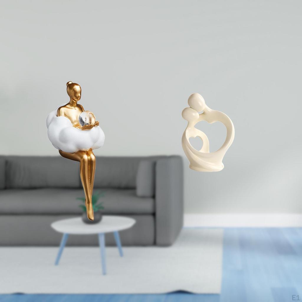 Artistic Girl Couple Figurine Resin Sculpture Abstract Character Statue Creative Ornament for Office